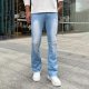 Mens Relaxed fit Jeans Zipper Middle Waist Denim Long Pants Loose Wide Men's Pants Men Jeans Stretch Straight Fit