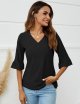 3/4 Length Sleeve Womens Tops Summer Loose V-Neck Eyelet T-Shirts Dressy Casual Ruffle Sleeve Tunic Blouses