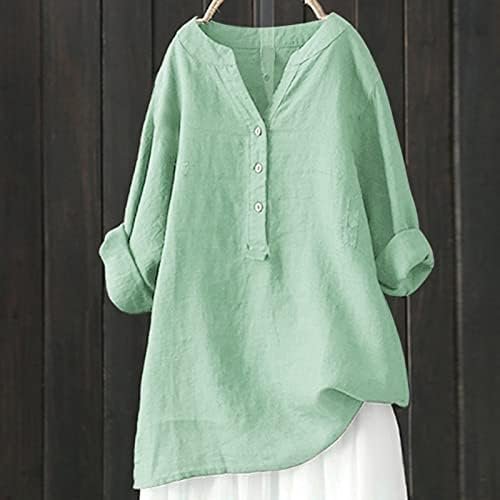 Loose Button Down Blouse Tops Stand Solid Sleeve Long Casual Women Shirt Women's Blouse Womens Blouse Cotton