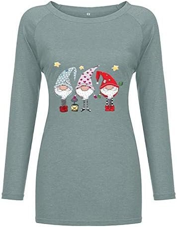 Santa Claus Pattern Shirts Crew Neck Long Sleeve Tops Solid Casual Loose Cute Blouses Daily School Fall Outfits