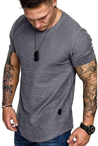 Fashion Mens T Shirt Muscle Gym Workout Athletic Shirt Cotton Tee Shirt Top