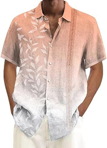 Men's Floral Shirts Button Down Tropical Holiday Beach Shirts Pack of Turtle Neck Top for Men