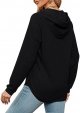 2 Pack Women Long Sleeve V Neck Hoodies Drawstring Loose Fit Hooded Tops Casual Solid Color Pullover Sweatshirts