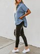 Womens Button Down Shirts V Neck Loose Casual Shirt