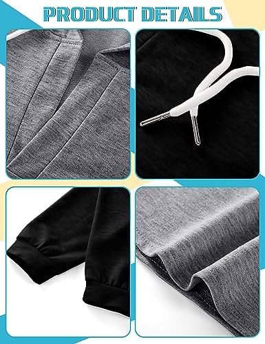 2 Pack Women Long Sleeve V Neck Hoodies Drawstring Loose Fit Hooded Tops Casual Solid Color Pullover Sweatshirts