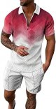 Men's Sportswear Solid Color Short Sleeve Zip Shirt Shorts Set Summer Casual Streetwear Bathing Suits for Men