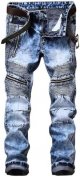 Men's Zipper Deco Washed Straight Fit Jeans